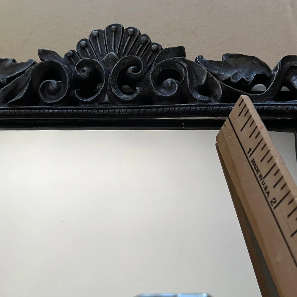 Cool Gunmetal Gray Floral Wall Mirror Set